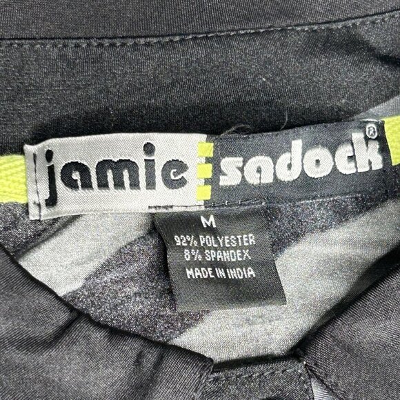 Jamie Sadock Polo Shirt Womens Medium Black Neon Abstract Golf Stretch Tennis - Picture 4 of 11